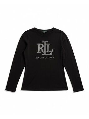 Lauren Ralph Lauren Black Long Sleeve‎ Logo Top Women’s Medium